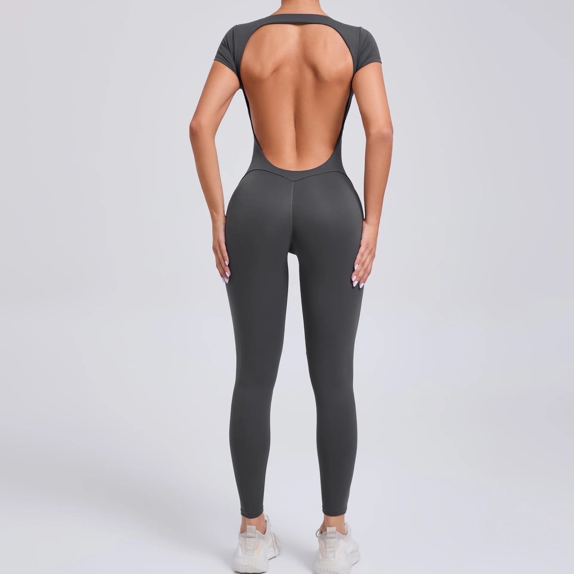 Macacão Fitness Feminino One Piece – Manga Curta, Modelagem Push Up, Yoga & Treino Fit Diamond
