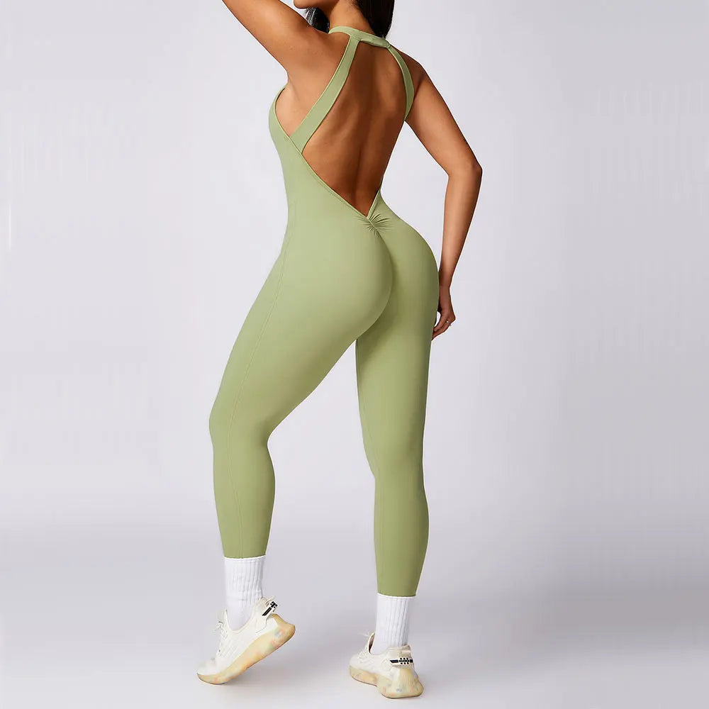 Macacão Fitness Feminino Scrunch Butt – One Piece Sem Manga, Yoga & Treino | Fit Diamond
