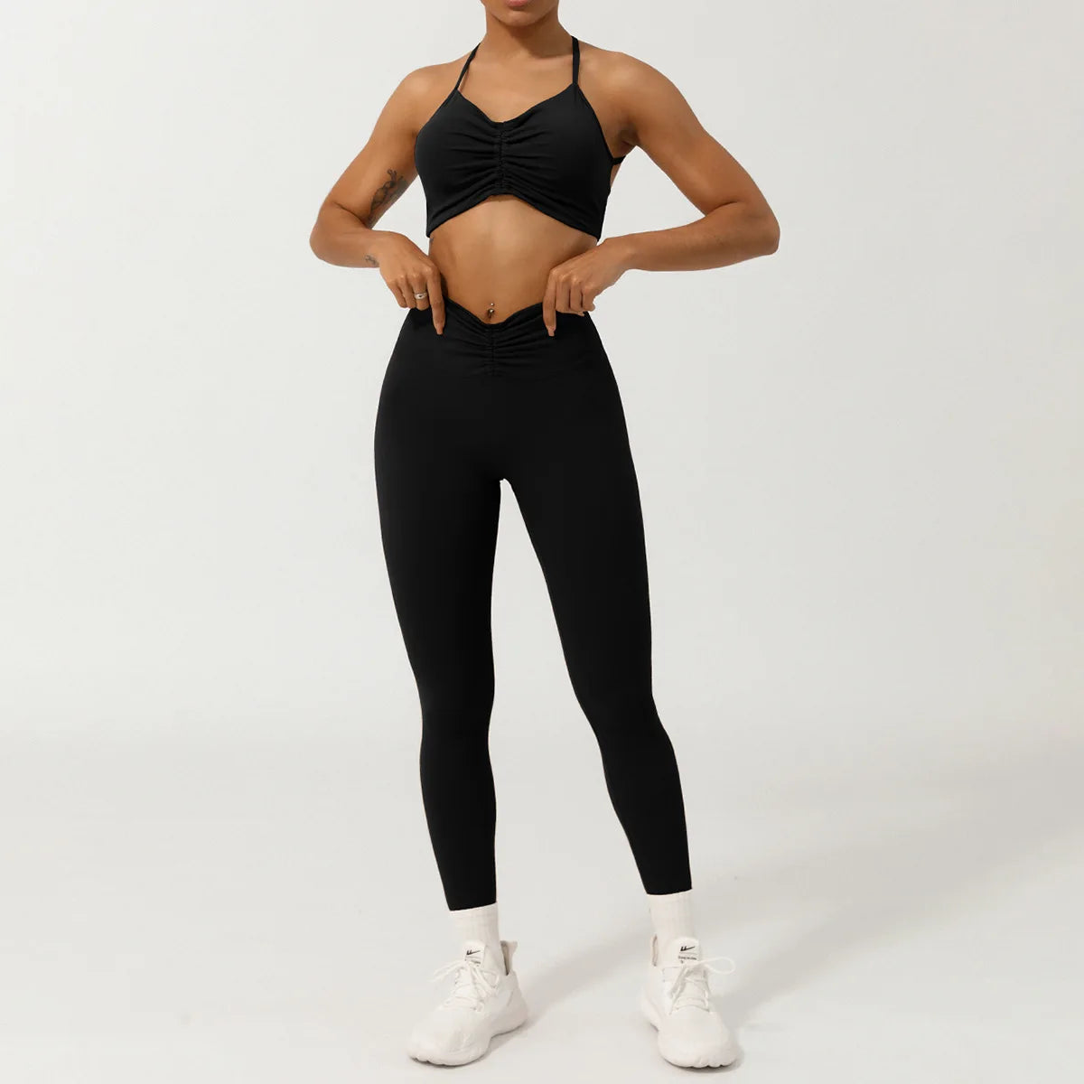 Conjunto Fit Diamond Seamless 2 Peças Top Cropped sem Costura e Calça Legging