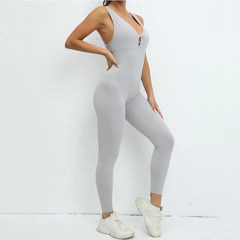 Macacão Fitness Feminino Sem Manga Costas Abertas – One Piece Yoga | Fit Diamond