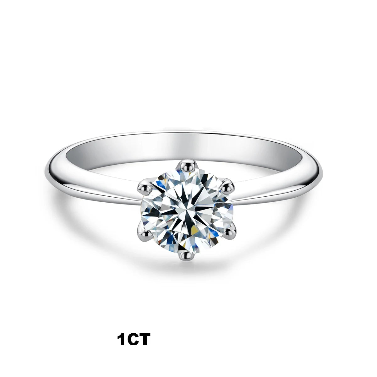 Anel Solitário de Moissanite em Prata 925 com Ouro 18K