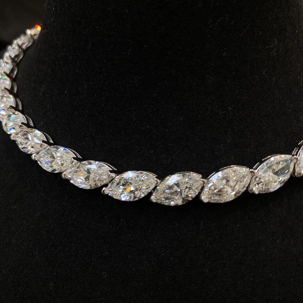 Colar Luxury Safira Laboratorial Marquise em Prata 925