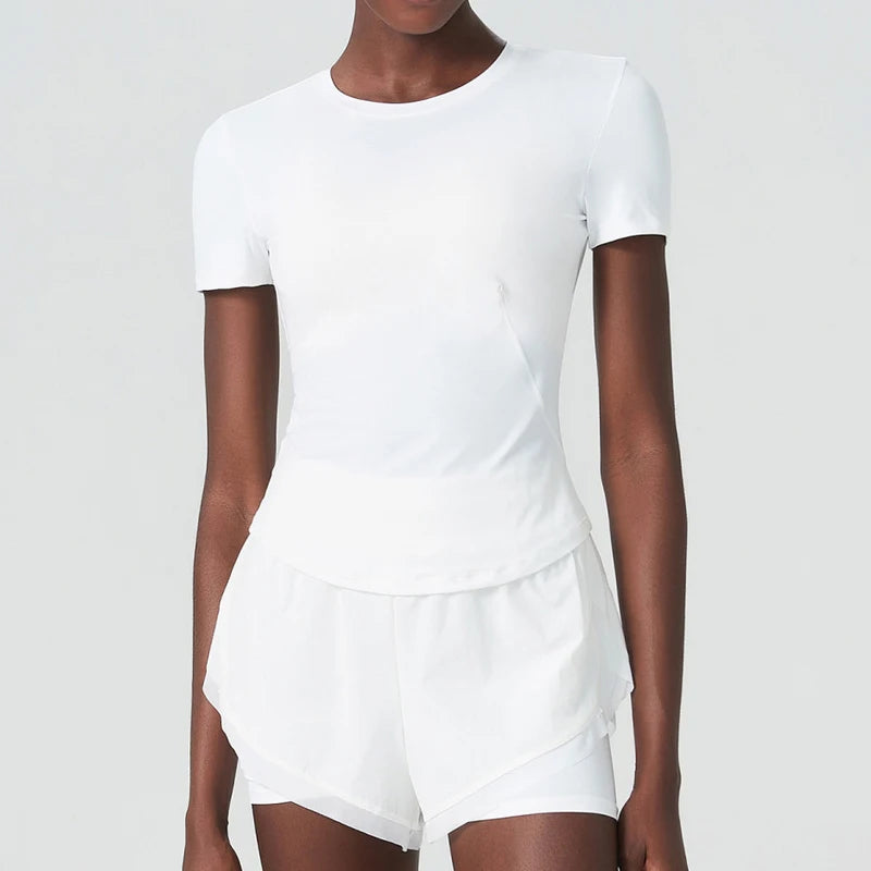 Conjunto Fitness Feminino Short e Blusa Fit Diamond – Summer Slim Fit Manga Curta