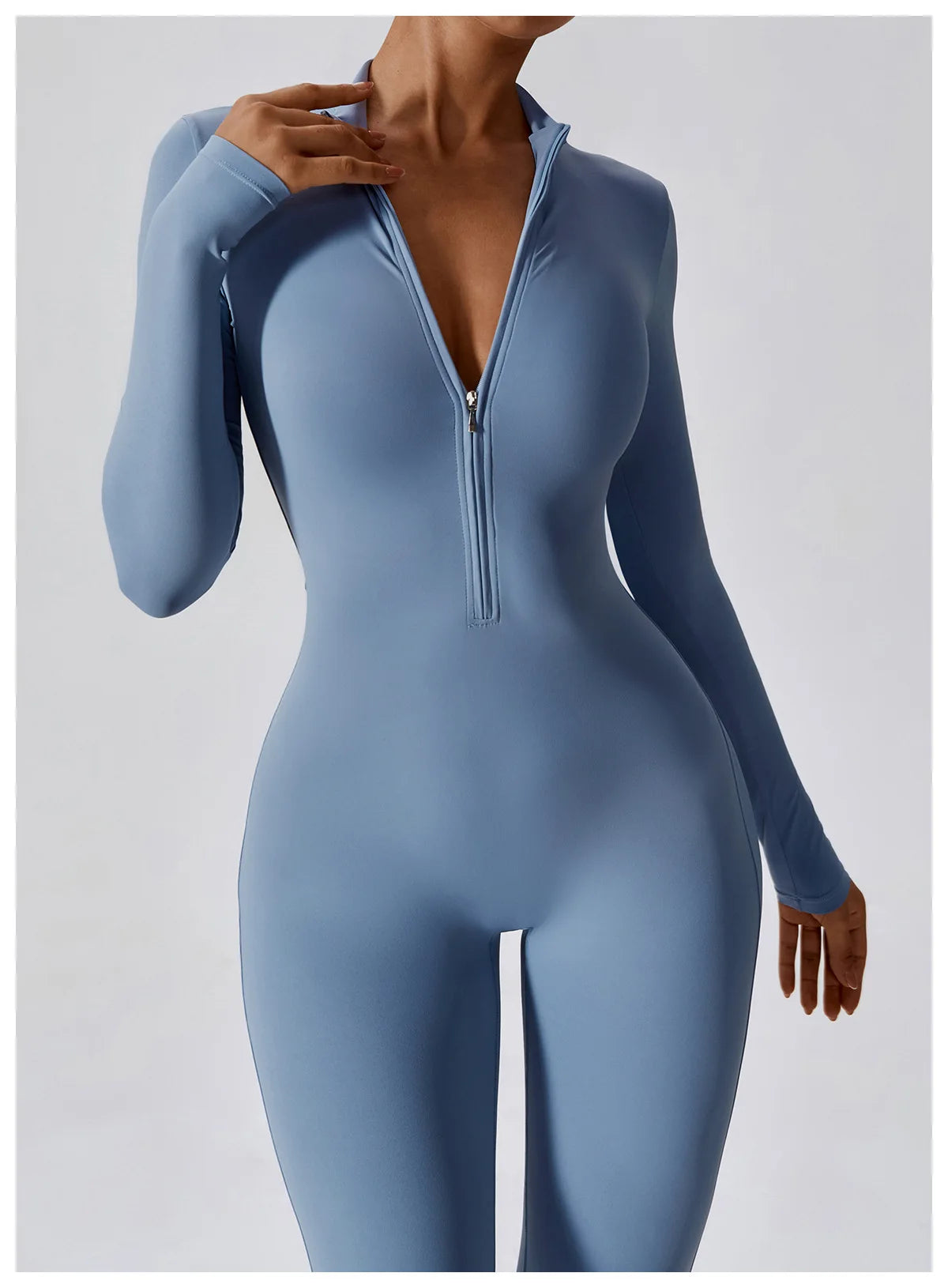 Macacão Fitness Feminino Manga Longa com Zíper – Push Up One Piece | Fit Diamond