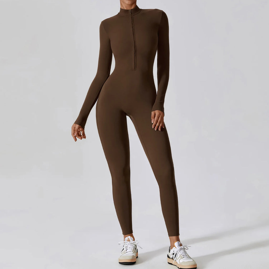 Macacão Fitness Feminino Manga Longa com Zíper – Push Up One Piece | Fit Diamond