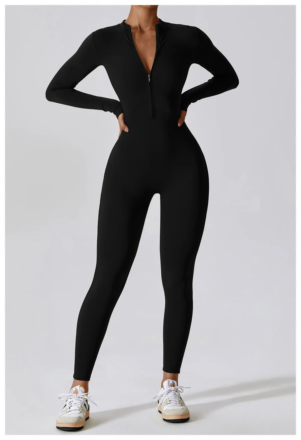 Macacão Fitness Feminino Manga Longa com Zíper – Push Up One Piece | Fit Diamond