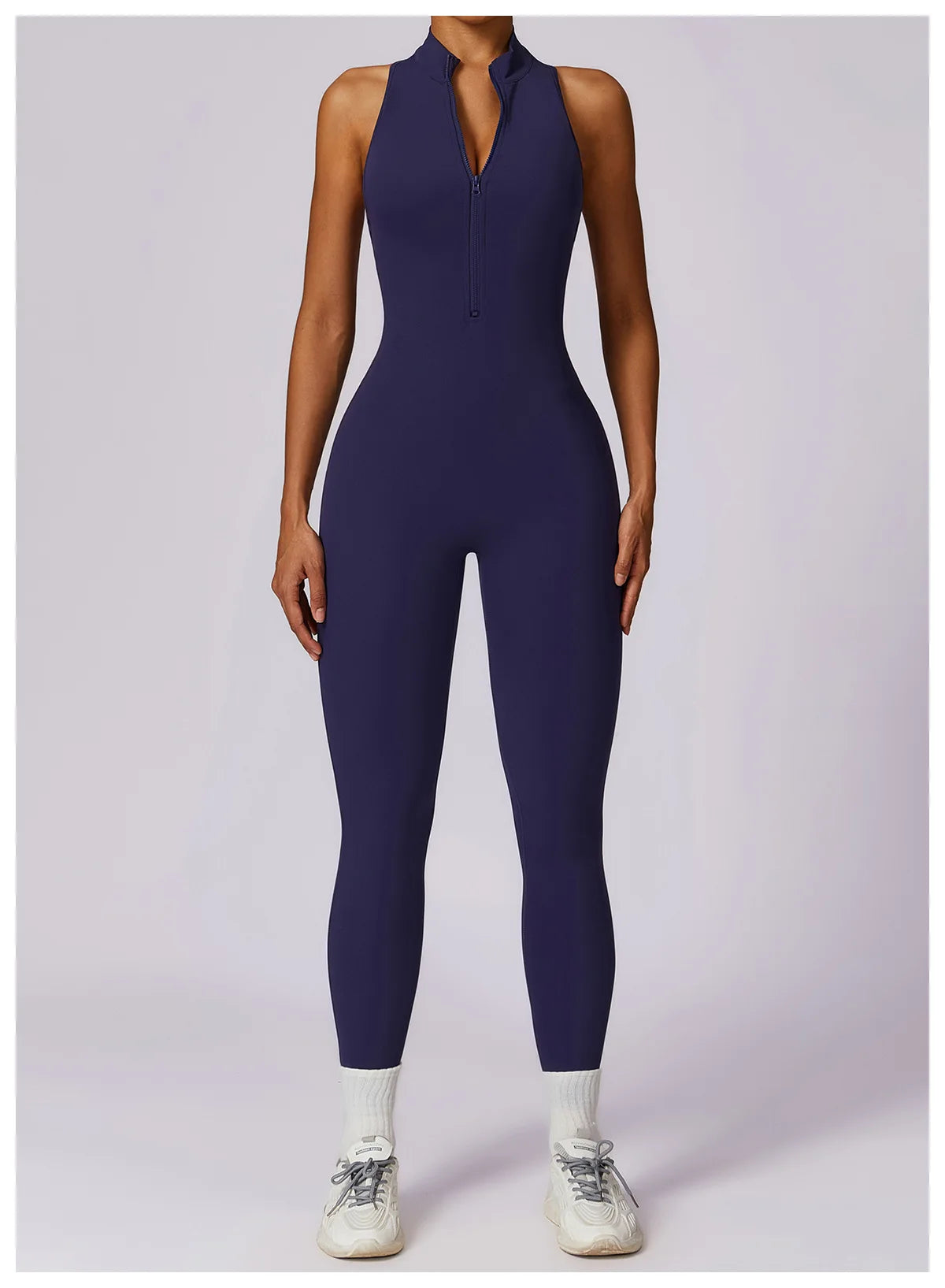 Macacão Fit Diamond com Zíper – Push Up, Compressão e Secagem Rápida