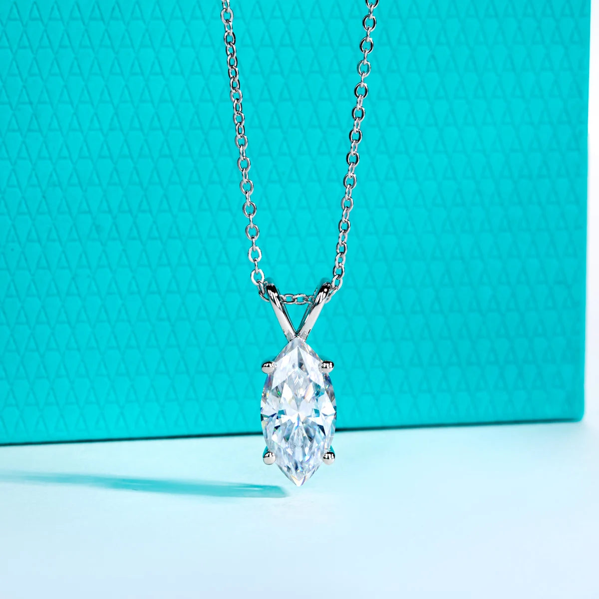 Colar com Pingente de Moissanita Marquise 2ct/3ct/4ct/5ct em Prata 925 – Cor D VVS1, Design Elegante
