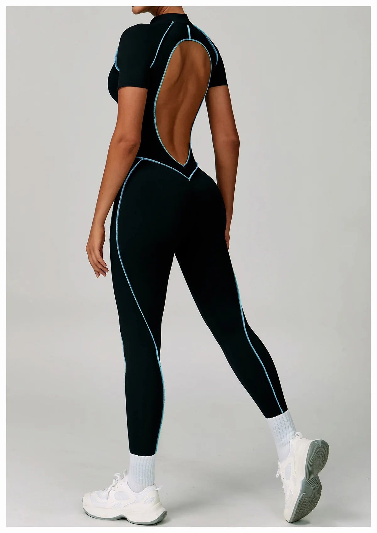 Macacão Fitness Feminino Manga Curta com Zíper – Push Up One Piece | Fit Diamond