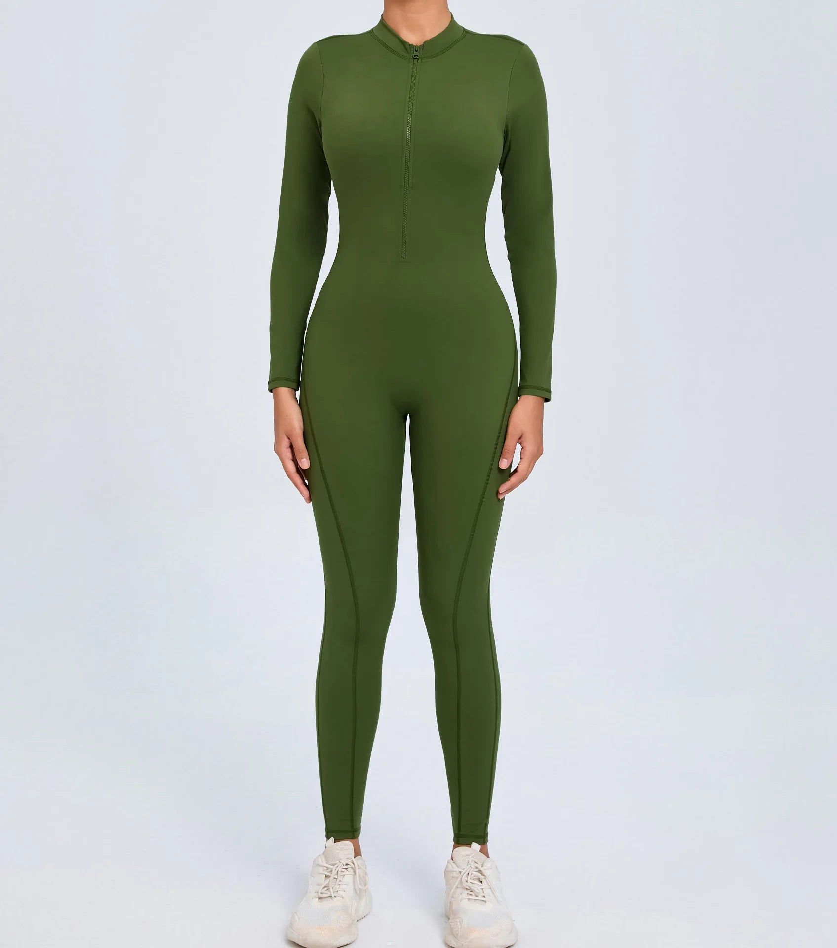 Macacão Fitness Feminino Longo – Manga Comprida, Decote Aberto & Zíper Frontal | One Piece Fit Diamond