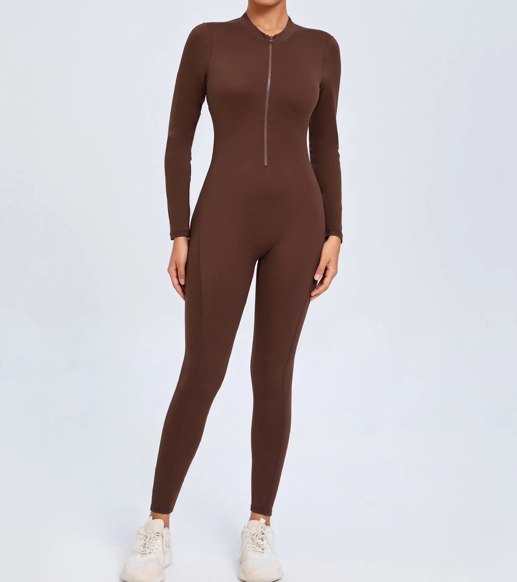 Macacão Fitness Feminino Longo – Manga Comprida, Decote Aberto & Zíper Frontal | One Piece Fit Diamond