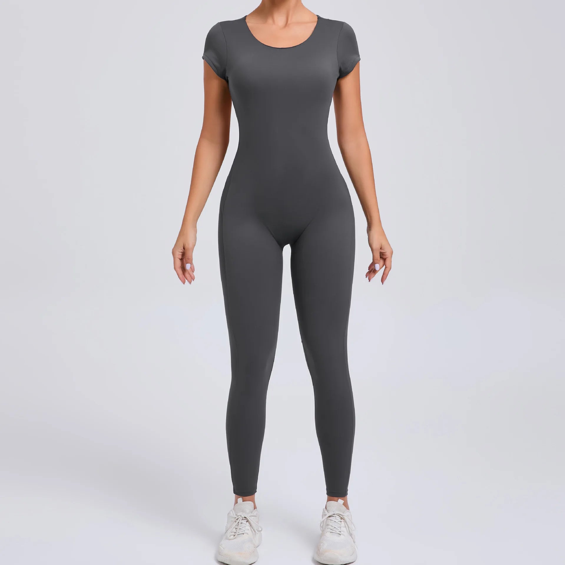 Macacão Fitness Feminino One Piece – Manga Curta, Modelagem Push Up, Yoga & Treino Fit Diamond