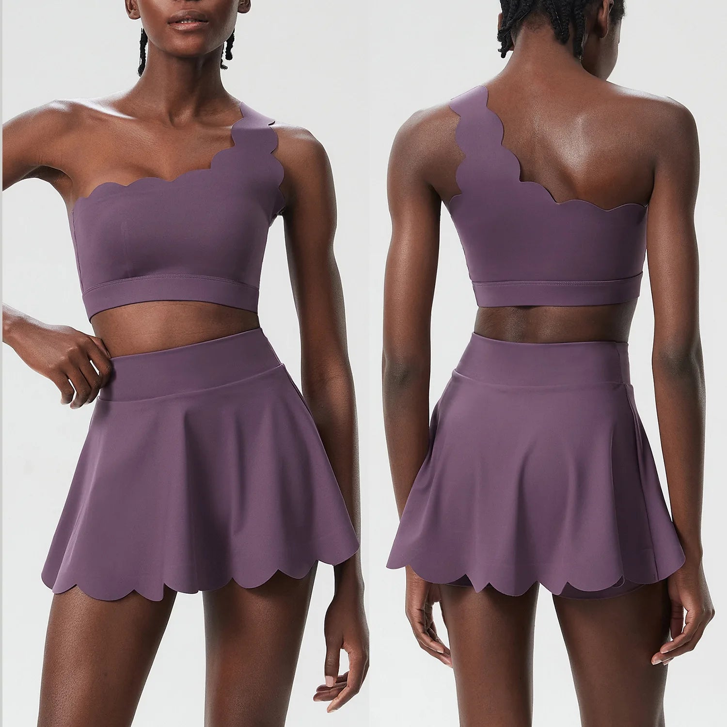 Conjunto Fitness Feminino 2 Peças Fit Diamond – Summer Tennis Saia Shorts + Top