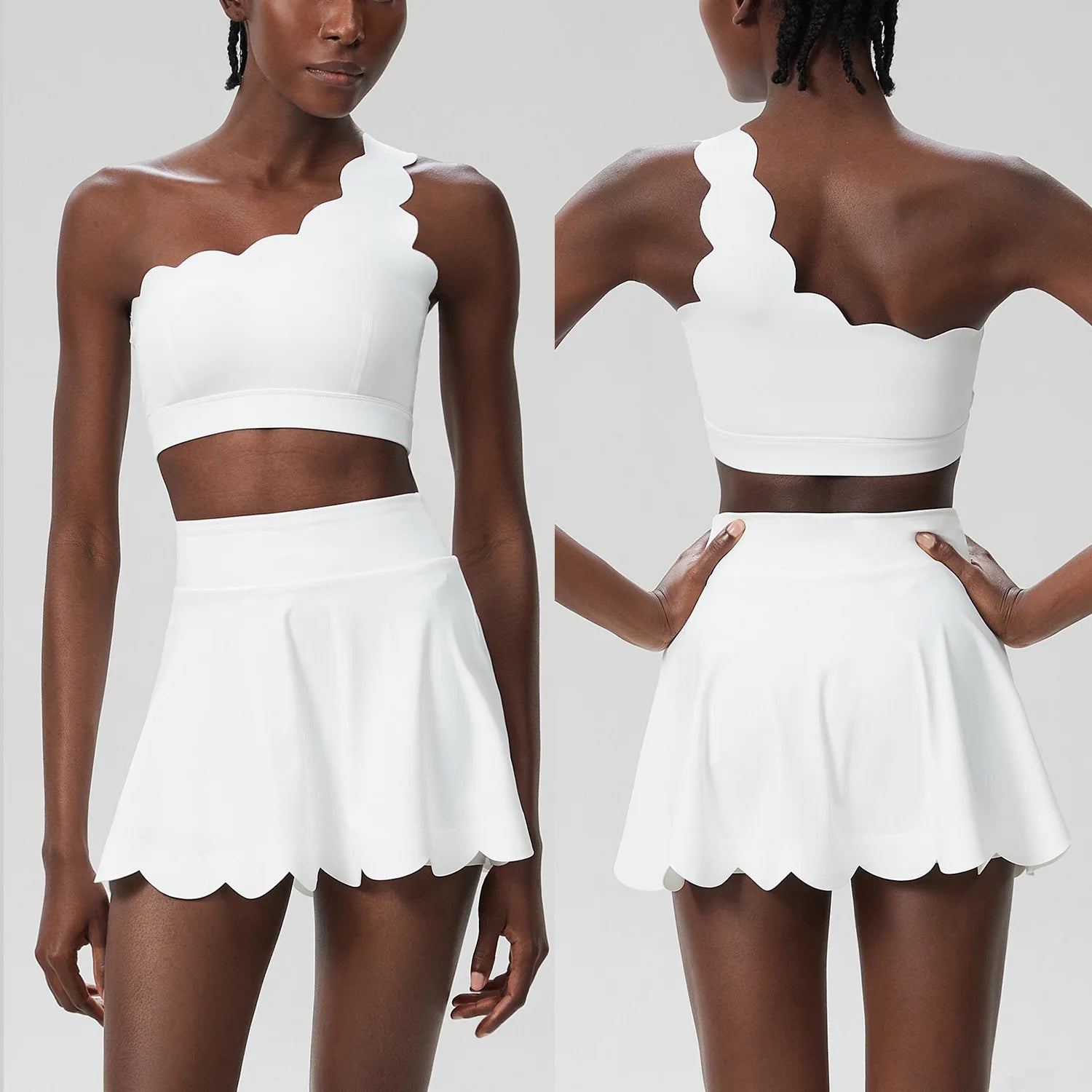 Conjunto Fitness Feminino 2 Peças Fit Diamond – Summer Tennis Saia Shorts + Top