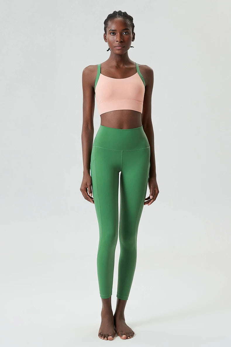 Conjunto Fitness Feminino Fit Diamonds High Impact — Top + Legging com Bolsos e Compressão Premium