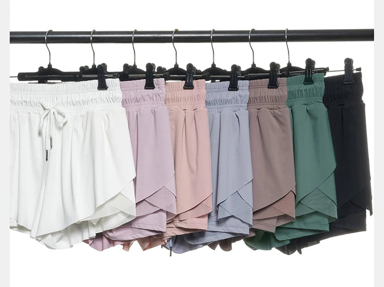 Short Fitness Cós Alto Feminino Fit Diamond – Outdoor Loose 2 em 1 com Cordão