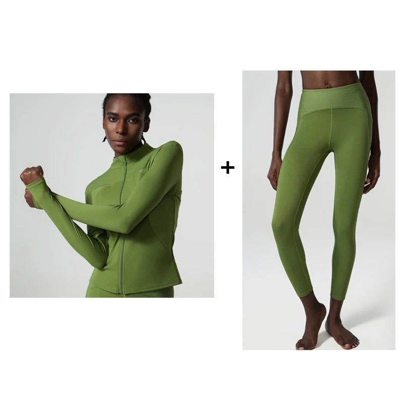 Conjunto Fitness Feminino 2 ou 3 Peças Fit Diamond – Top + Legging + Jaqueta Slim Fit