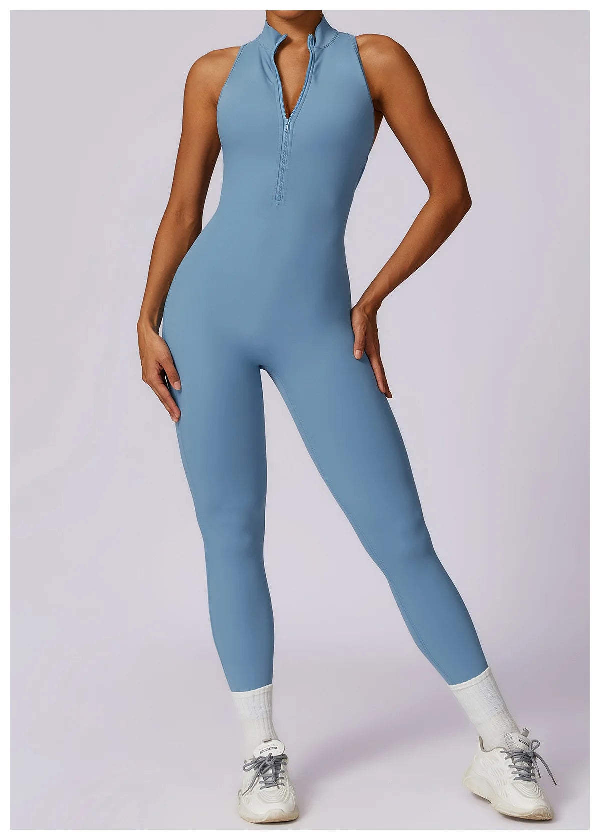 Macacão Fit Diamond com Zíper – Push Up, Compressão e Secagem Rápida