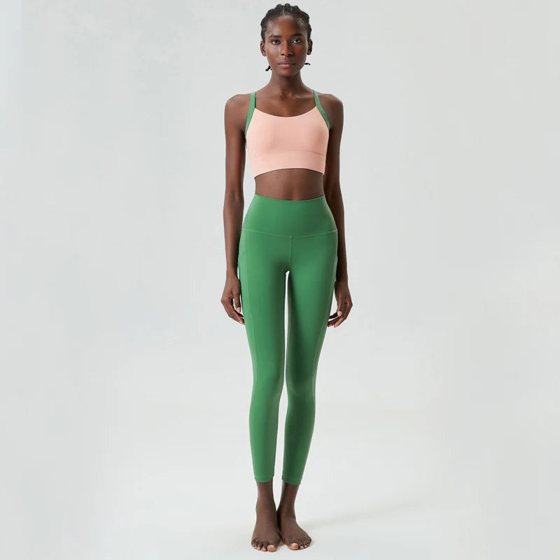 Conjunto Fitness Feminino Fit Diamonds High Impact — Top + Legging com Bolsos e Compressão Premium