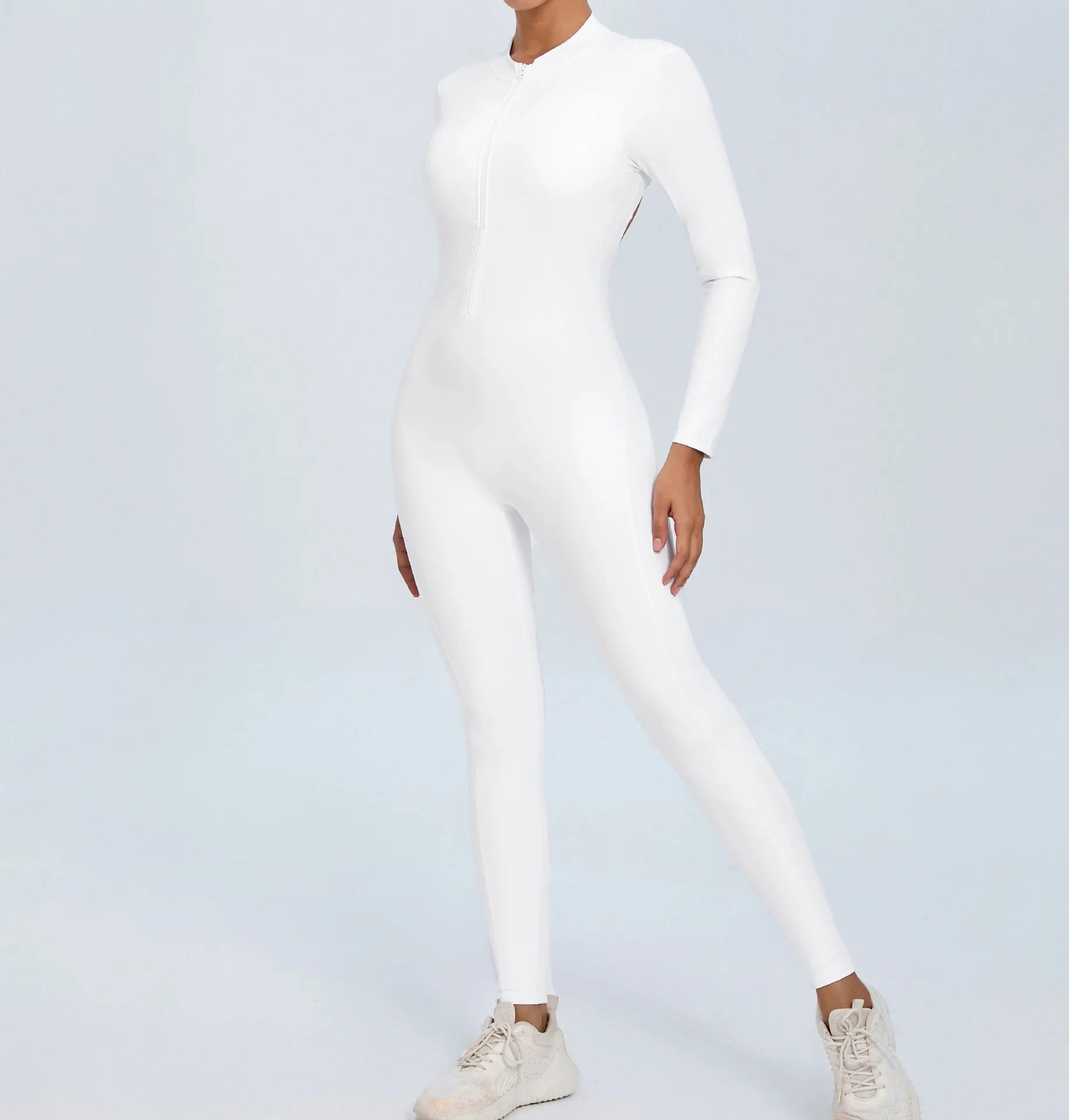 Macacão Fitness Feminino Longo – Manga Comprida, Decote Aberto & Zíper Frontal | One Piece Fit Diamond