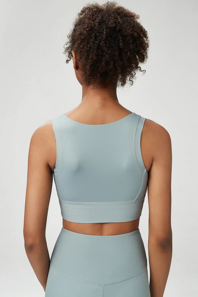 Top Fit Diamond Round Neck Crop Bra Conforto, Praticidade e Estilo Minimalista