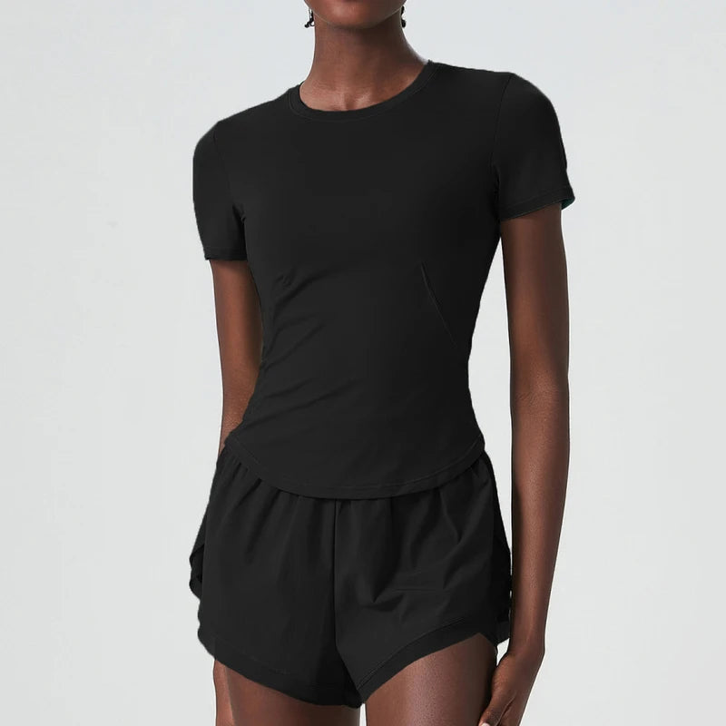 Conjunto Fitness Feminino Short e Blusa Fit Diamond – Summer Slim Fit Manga Curta