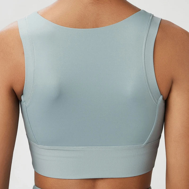 Top Fit Diamond Round Neck Crop Bra Conforto, Praticidade e Estilo Minimalista