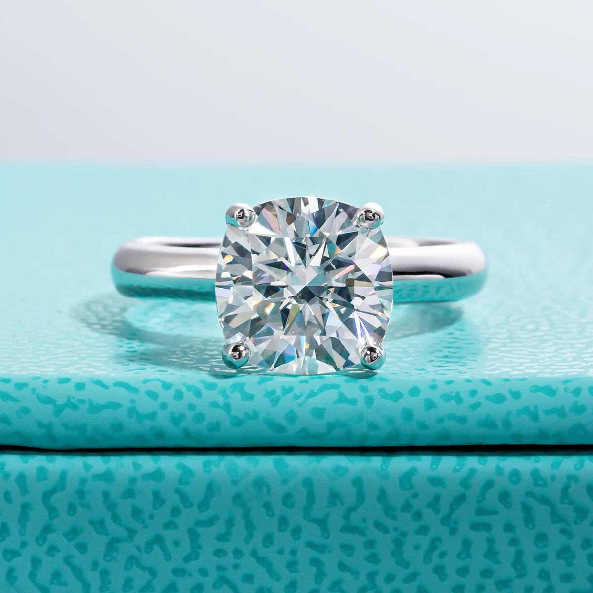 Anel de Noivado Moissanita Cushion Cut 3.5ct em Prata 925