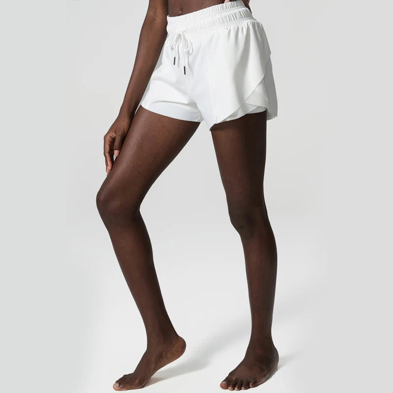 Short Fitness Cós Alto Feminino Fit Diamond – Outdoor Loose 2 em 1 com Cordão