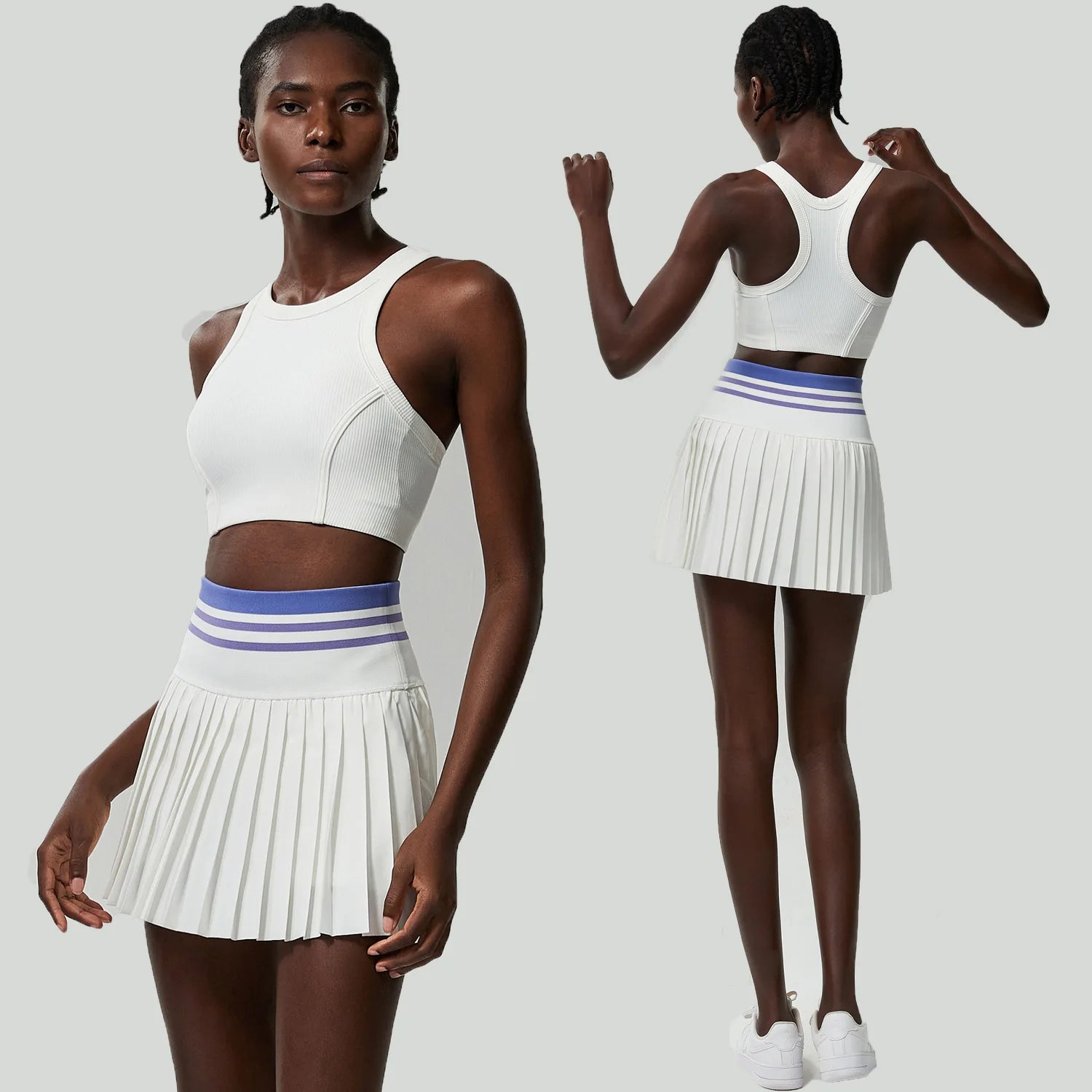 Conjunto Fitness Feminino 2 Peças Fit Diamond – Saia Shorts + Top Slim Fit