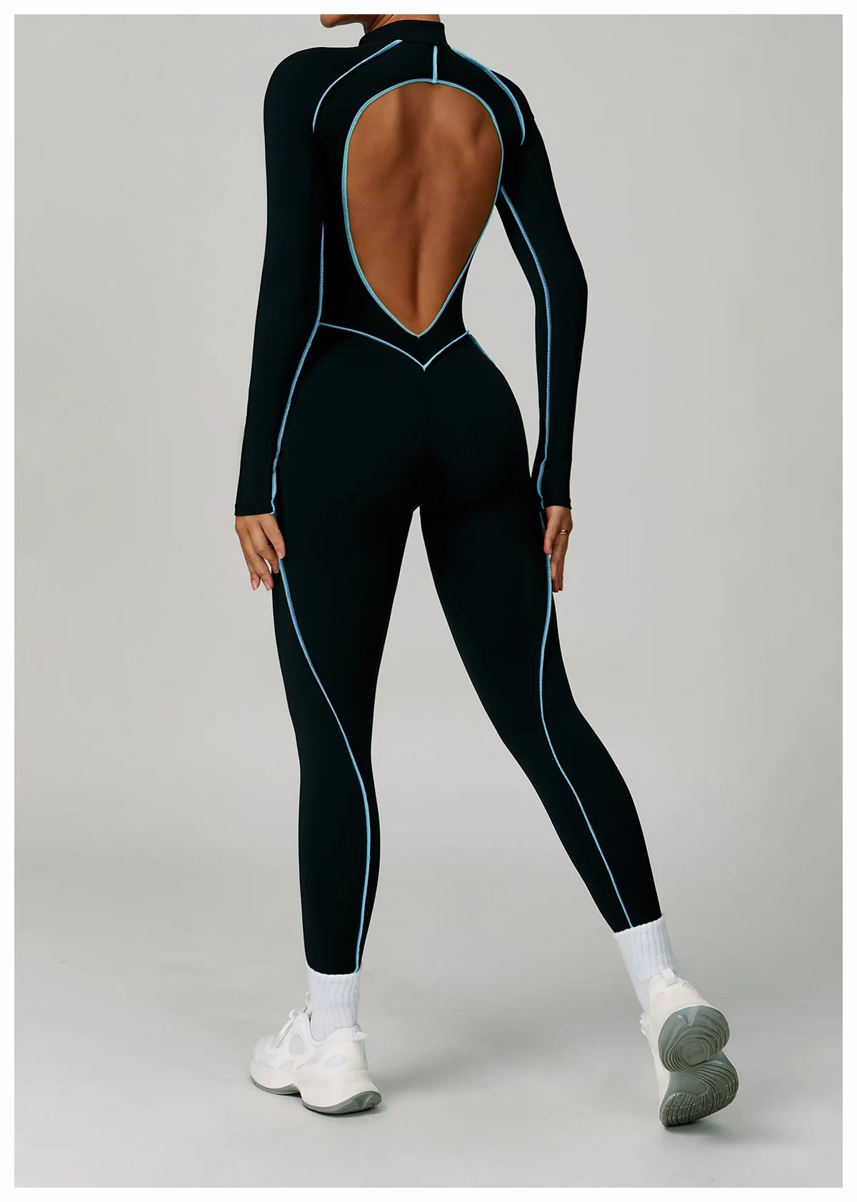 Macacão Fitness Feminino Curto com Manga Longa e Zíper – One Piece | Fit Diamond