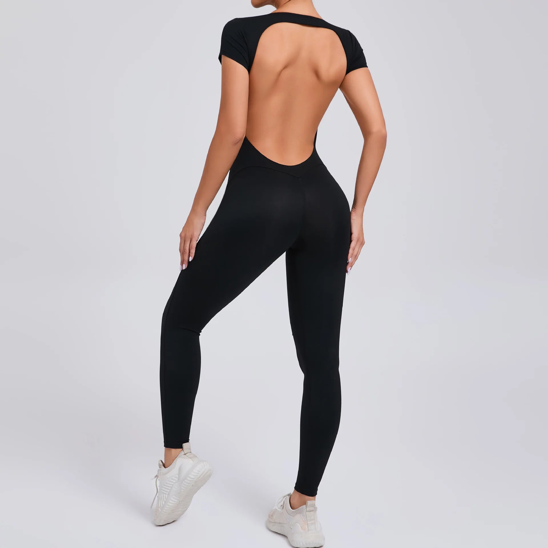Macacão Fitness Feminino One Piece – Manga Curta, Modelagem Push Up, Yoga & Treino Fit Diamond
