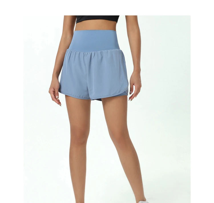 Shorts Feminino Fit Diamonds 2 in 1 — Cintura Alta, Forro Interno Compression e Secagem Rápida