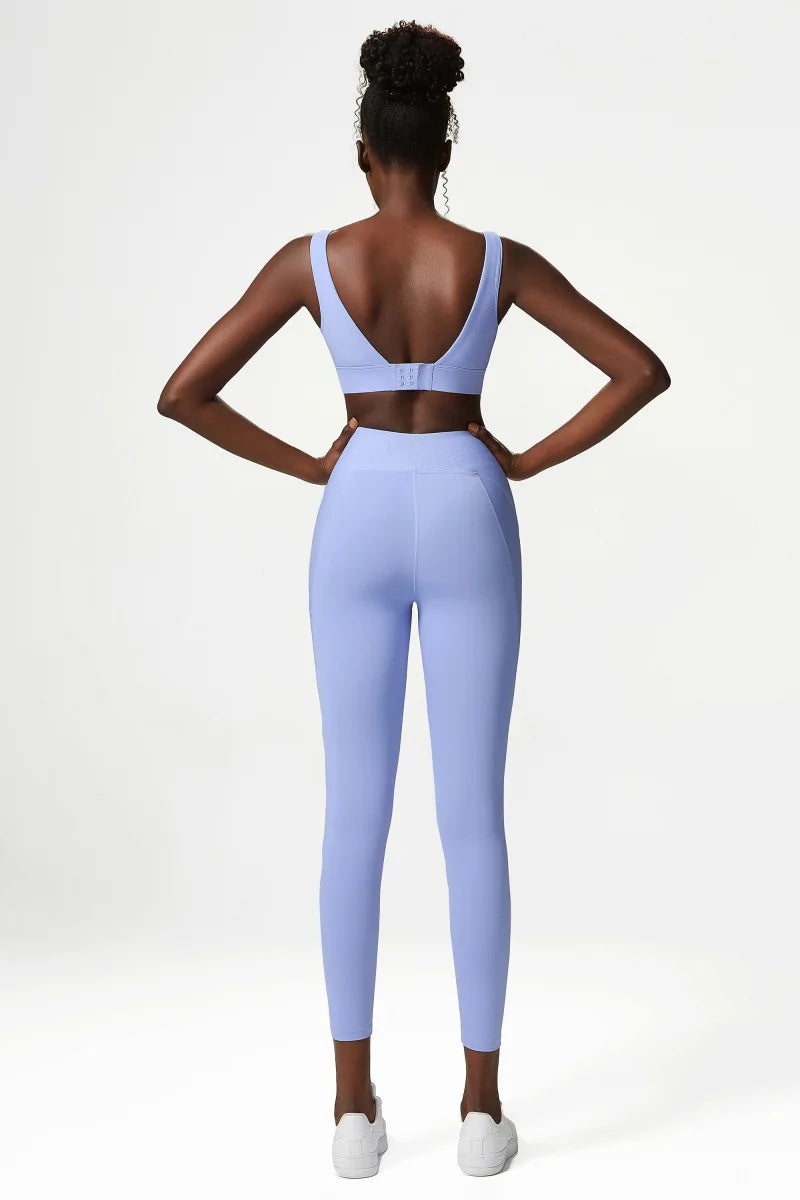 Conjunto Fitness Feminino 2 Peças Fit Diamond – Top + Legging Cintura Alta Slim Fit