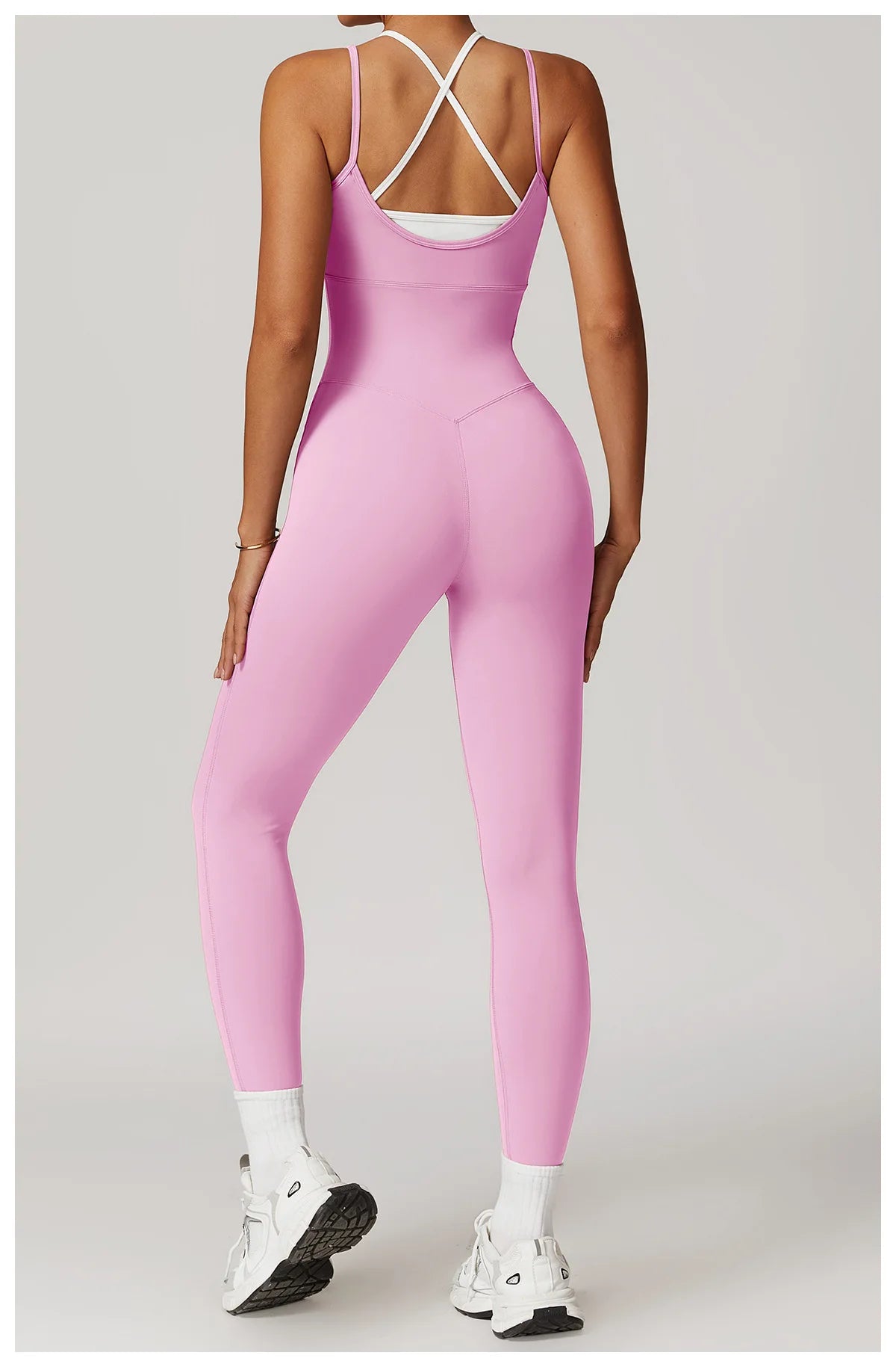 Macacão Fitness Feminino Color Block Costas Cruzadas com Bolsos | Fit Diamond