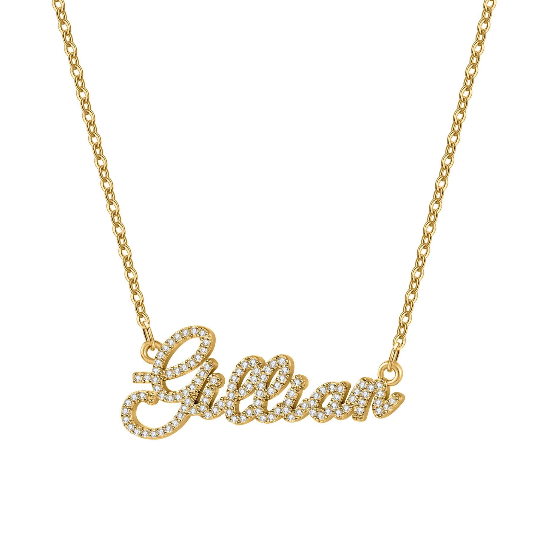 Colar com Nome Personalizado e Letras Cravejadas de Zircônias em Aço Inoxidável Banhado a Ouro 18K