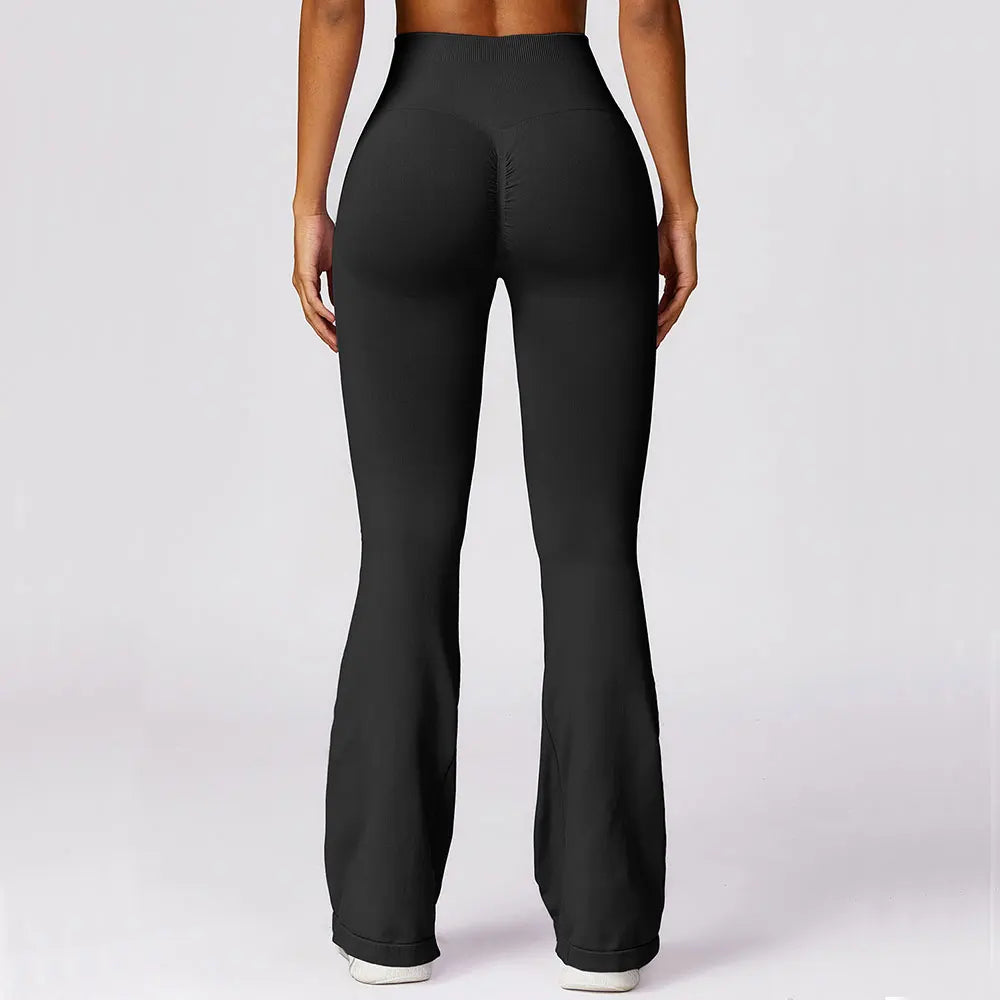 Calça Flare Sem Costura – Cintura Alta, Super Elástica, Ideal para Yoga, Dança e Academia
