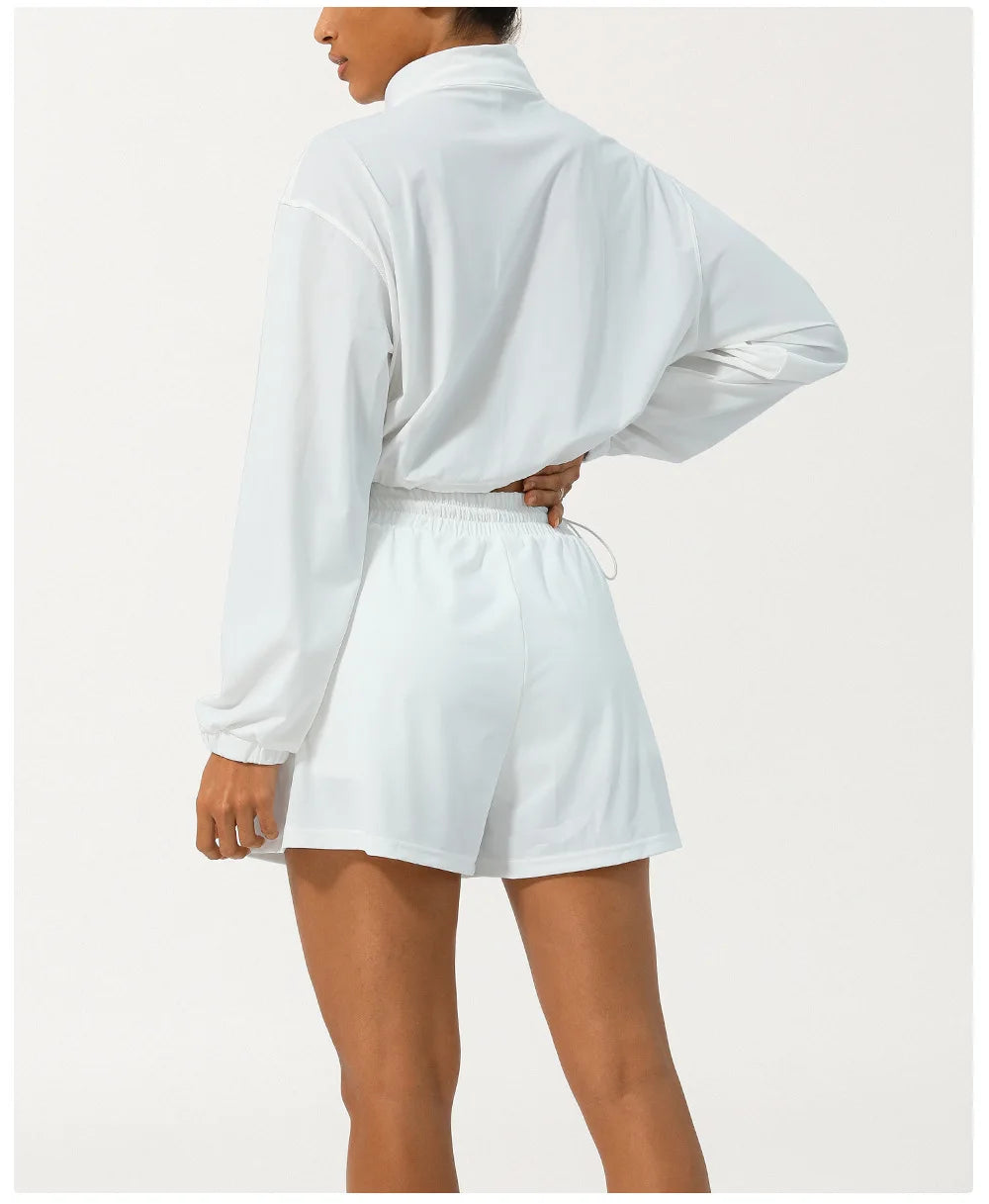 Conjunto Fitness Feminino Fit Diamonds Outdoor — Top Manga Longa + Legging com Bolsos e Secagem Rápida