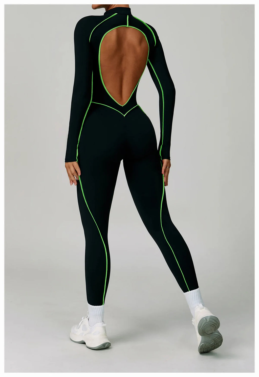Macacão Fitness Feminino Curto com Manga Longa e Zíper – One Piece | Fit Diamond