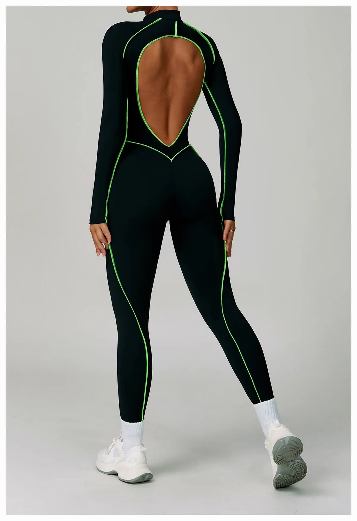 Macacão Fitness Feminino Curto com Manga Longa e Zíper – One Piece | Fit Diamond