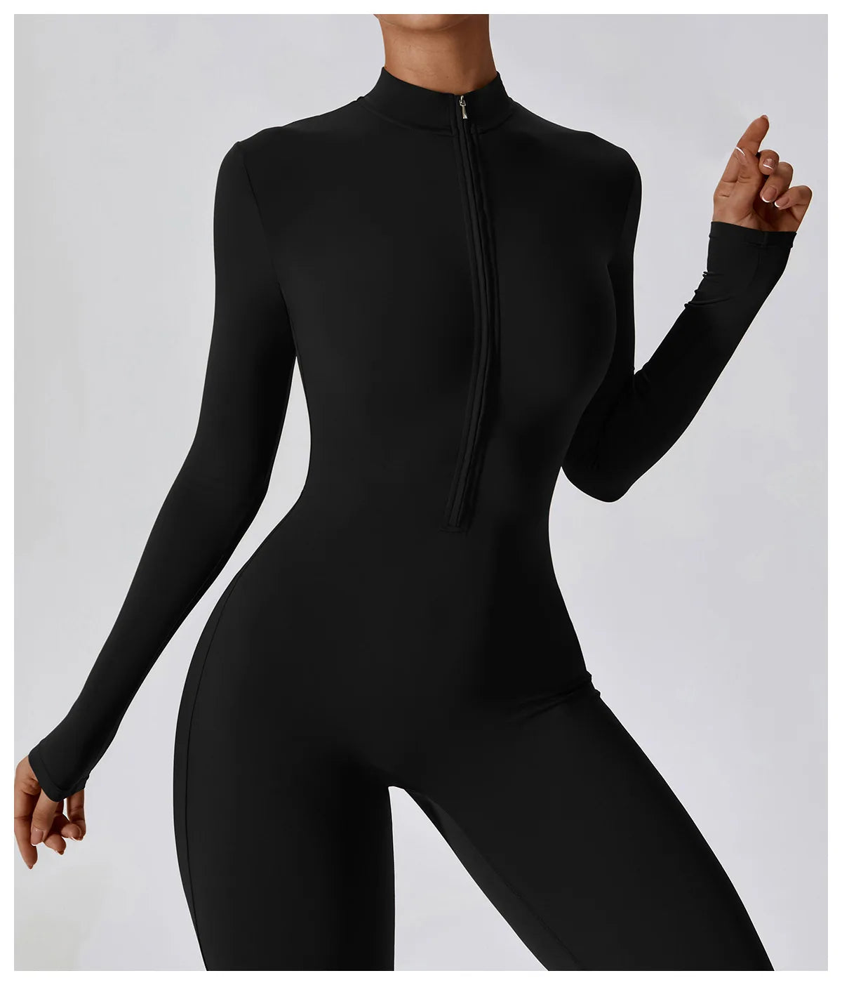 Macacão Fitness Feminino Manga Longa com Zíper – Push Up One Piece | Fit Diamond