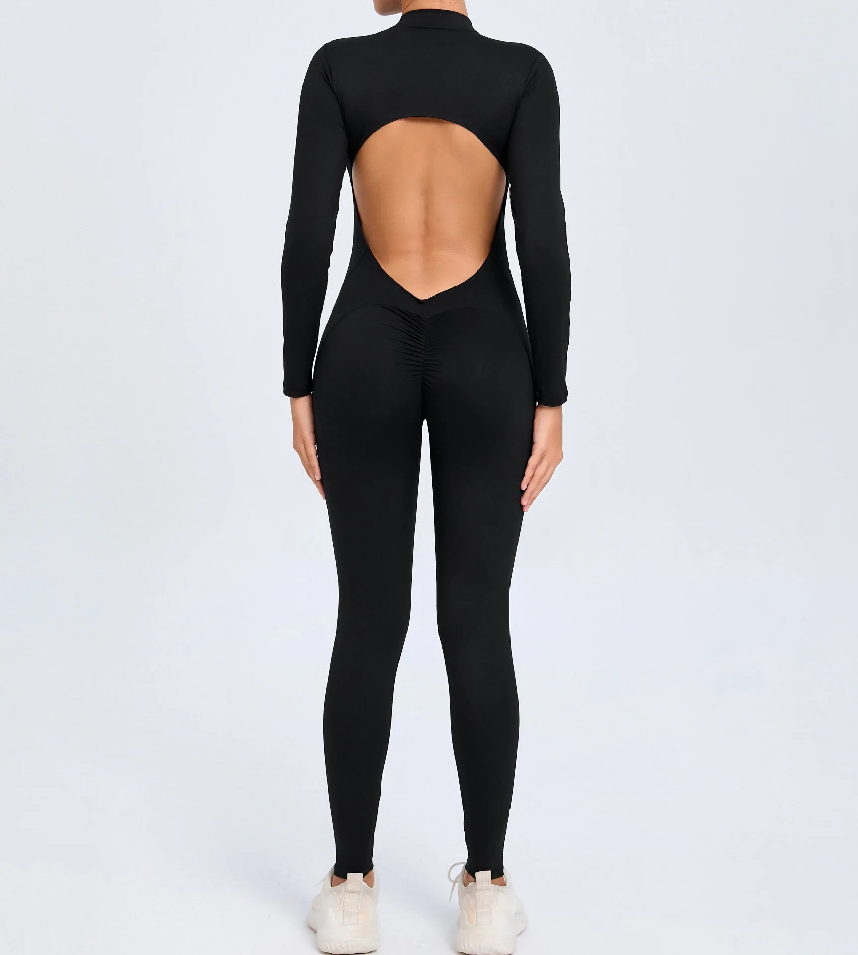 Macacão Fitness Feminino Longo – Manga Comprida, Decote Aberto & Zíper Frontal | One Piece Fit Diamond