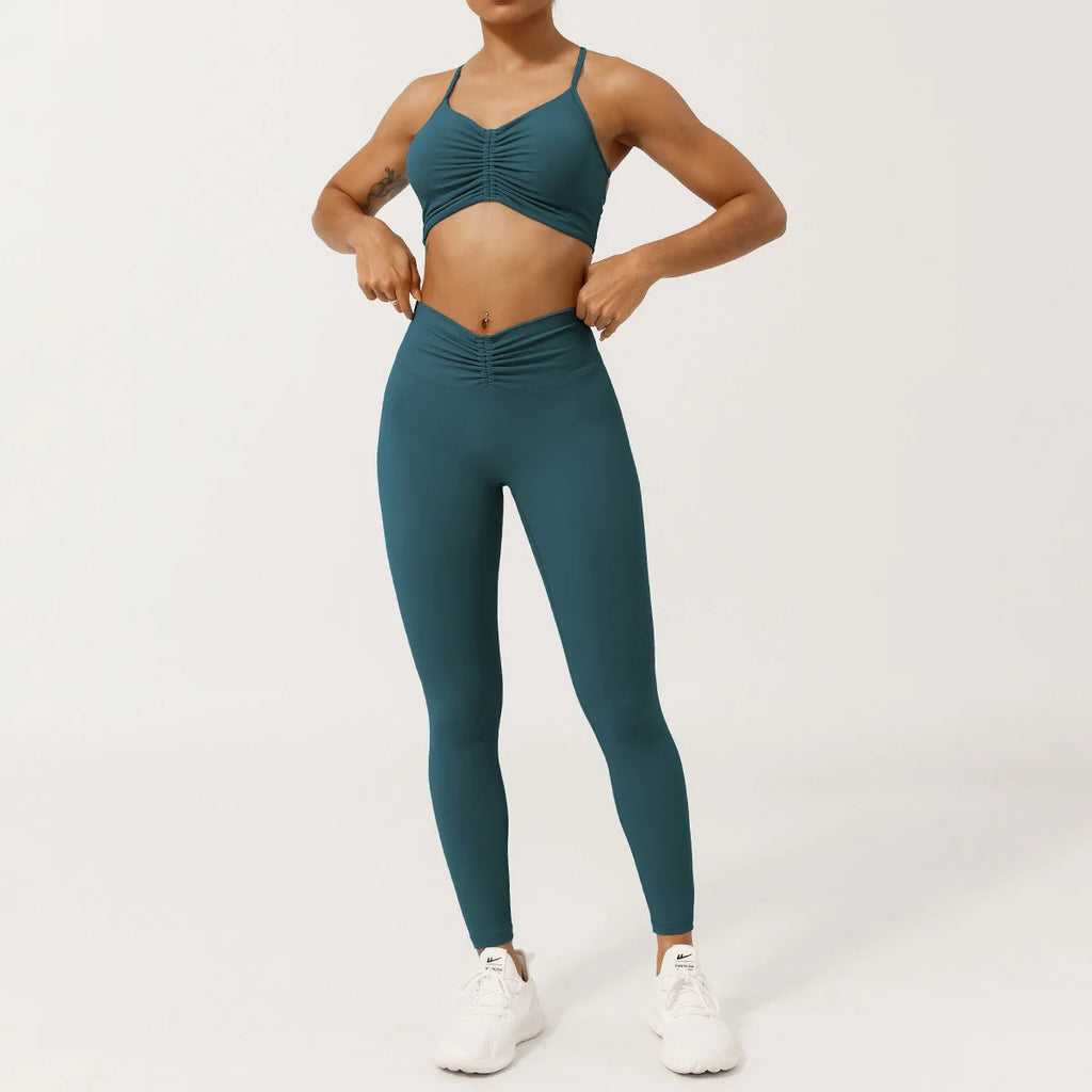 Conjunto Fit Diamond Seamless 2 Peças Top Cropped sem Costura e Calça Legging