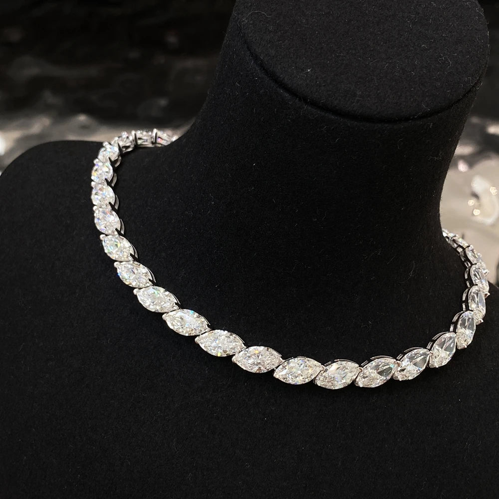Colar Luxury Safira Laboratorial Marquise em Prata 925