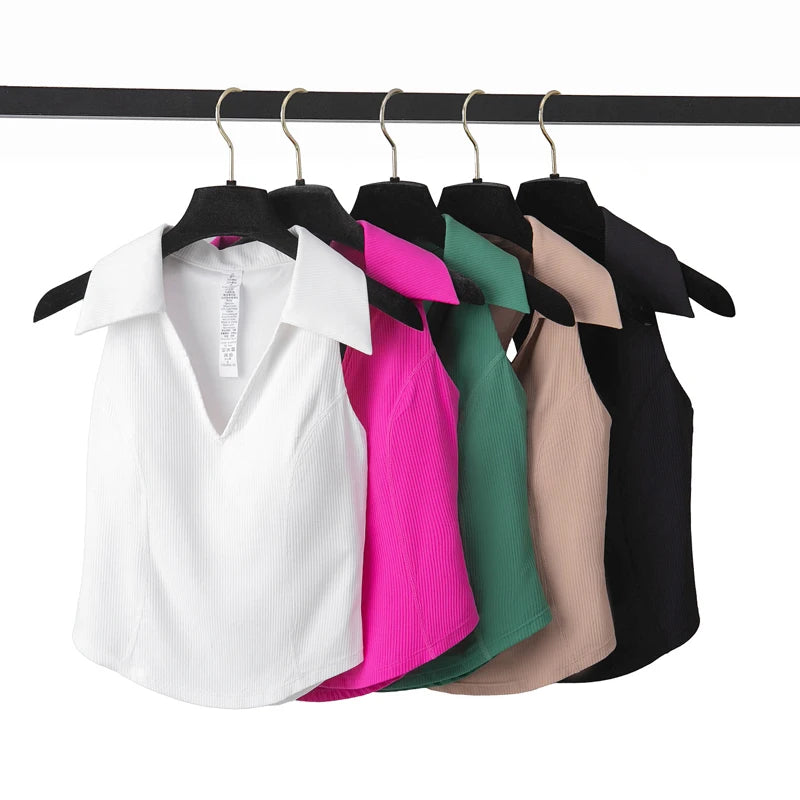 Conjunto Fitness Blusa Polo e Calça  Feminino 2 Peças Fit Diamond – Ribbed Seamless Slim Fit