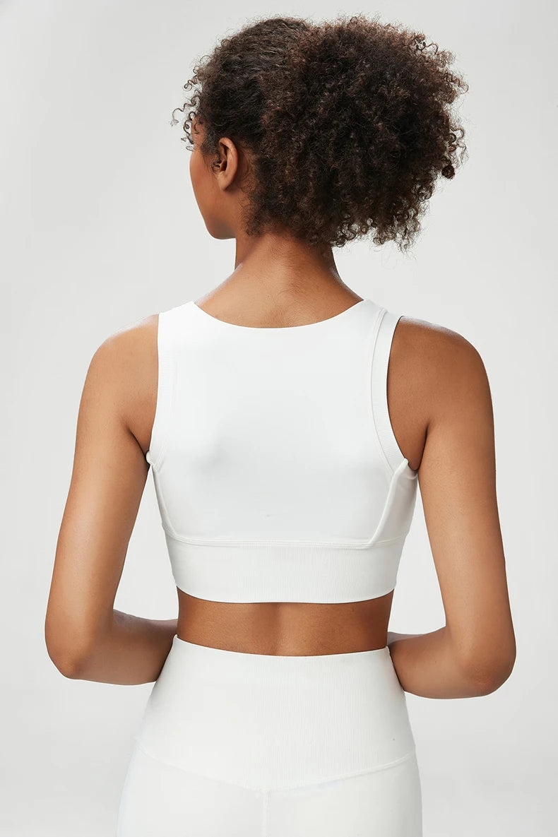 Top Fit Diamond Round Neck Crop Bra Conforto, Praticidade e Estilo Minimalista