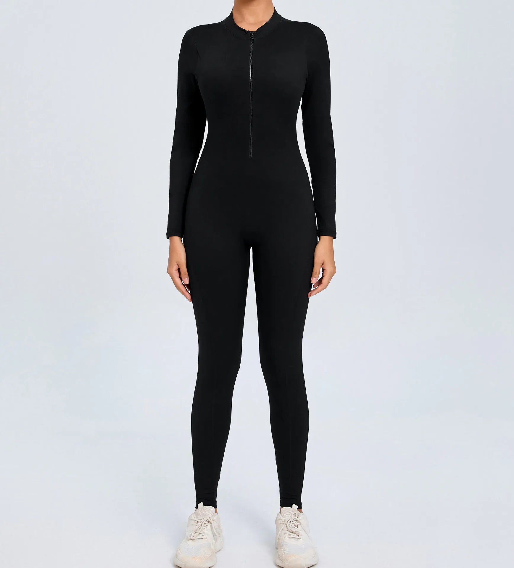 Macacão Fitness Feminino Longo – Manga Comprida, Decote Aberto & Zíper Frontal | One Piece Fit Diamond