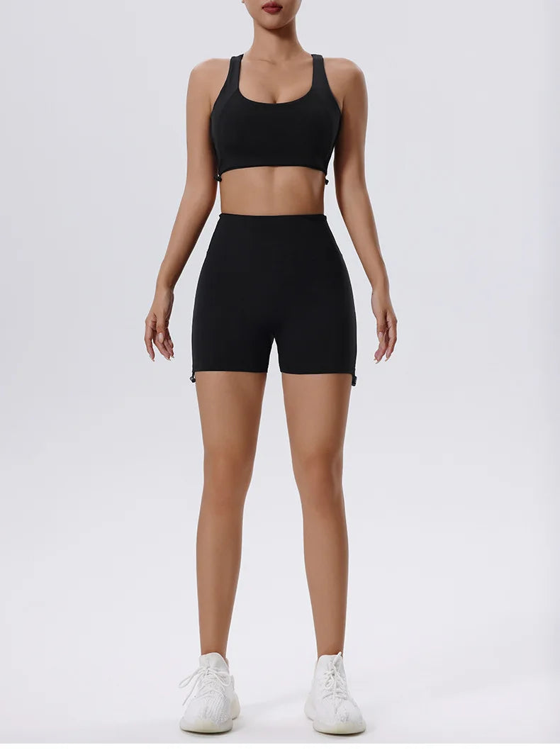 Conjunto Fitness Diamond Summer 2 Peças Top Cropped sem Mangas e Calça Legging