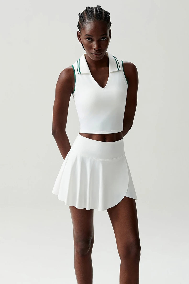 Conjunto Fitness Feminino 2 Peças Fit Diamond – Saia-Short 2 em 1 Summer Tennis