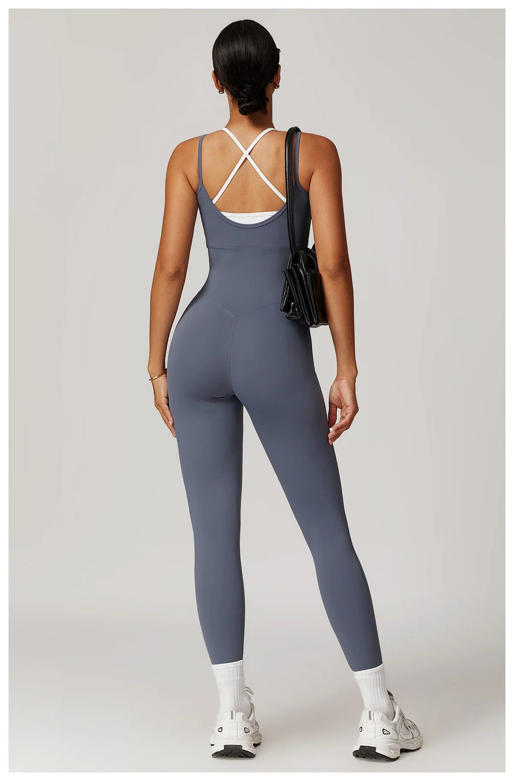 Macacão Fitness Feminino Color Block Costas Cruzadas com Bolsos | Fit Diamond